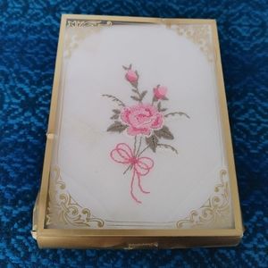 Vintage Nordstroms Rose Embroidered Handkerchief